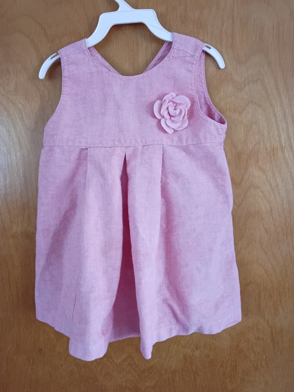 Girls' Pink Sleeveless Dress with Flower Accent